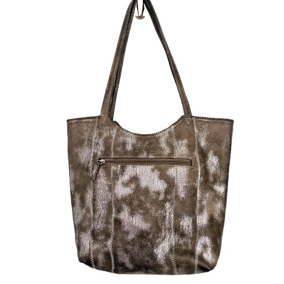Sondra Roberts Squared Hand Shoulder Bag/Tote Brown Iridescent Silver Metallic - Picture 16 of 16